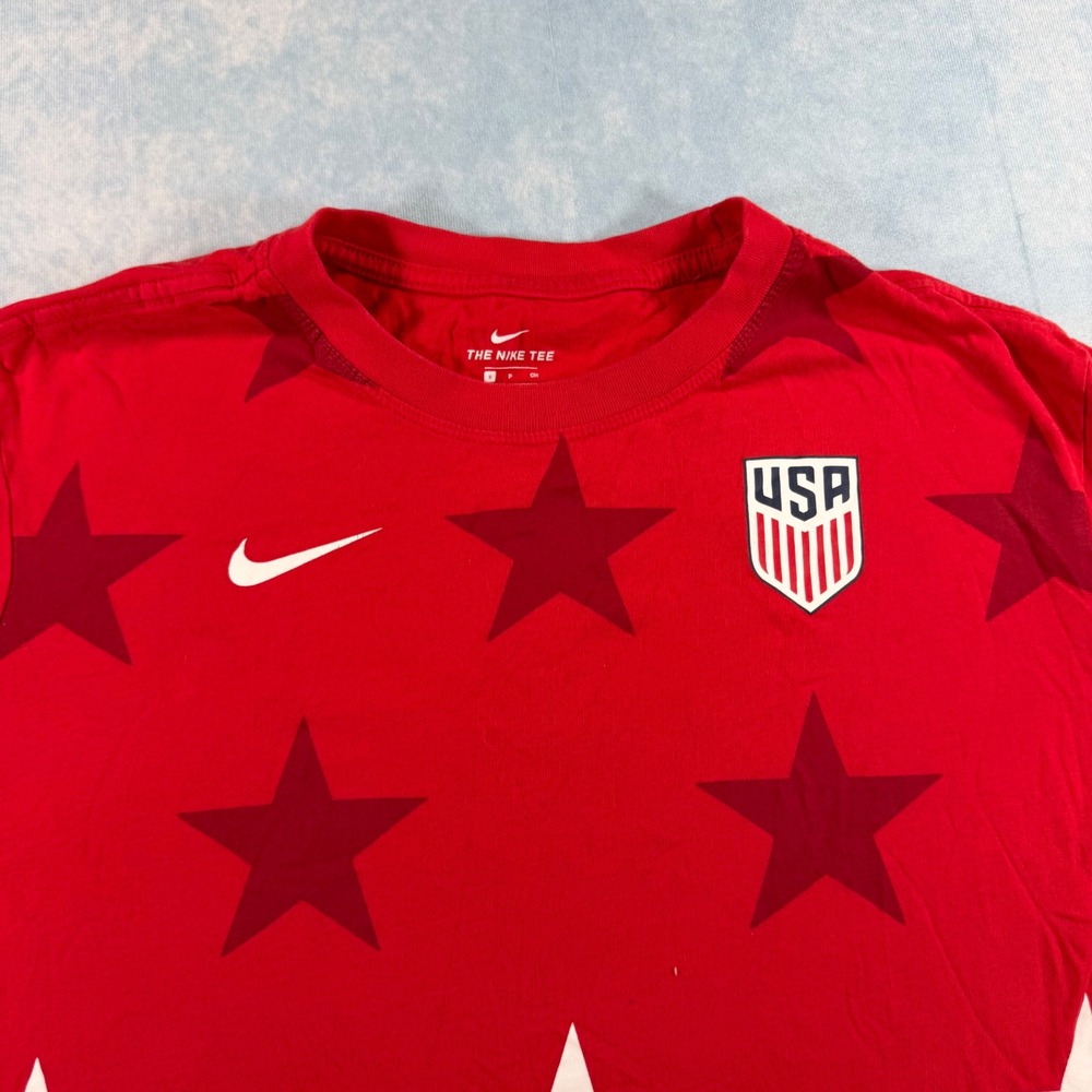 f Mens Small Red‎ Excellent Star Pattern USWNT USMNT Tee - Picture 2 of 8